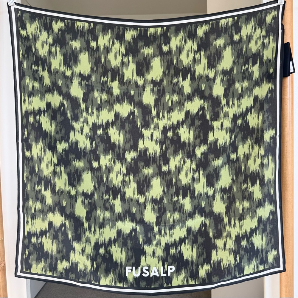 Luxury French Brand “Fusalp”. New Camouflage Print Signature Neck Silk Scarf